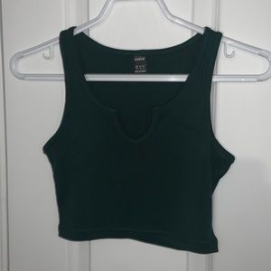 Women Shein Army Green Crop Top